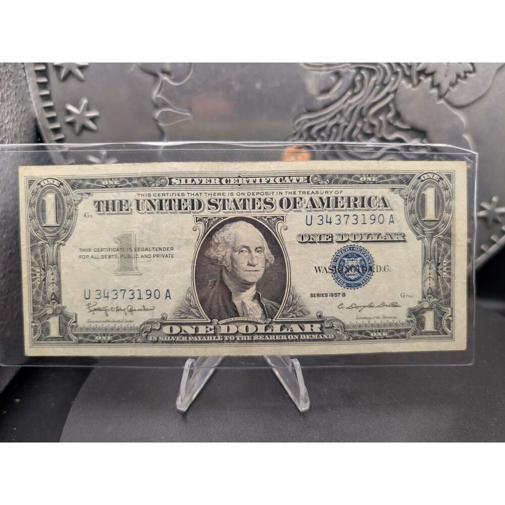 1957B $1 Silver Certificate • Blue Seal • U34373190A • Clean Circulated - Picture 2 of 2